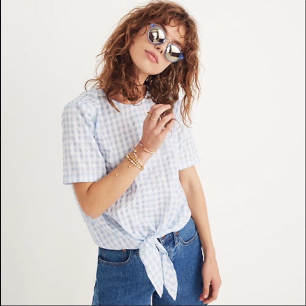 MADEWELL blue gingham top